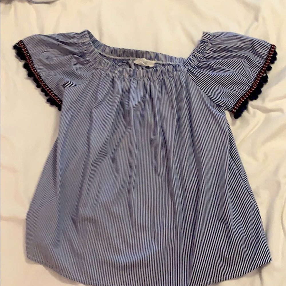 Blue and white striped top